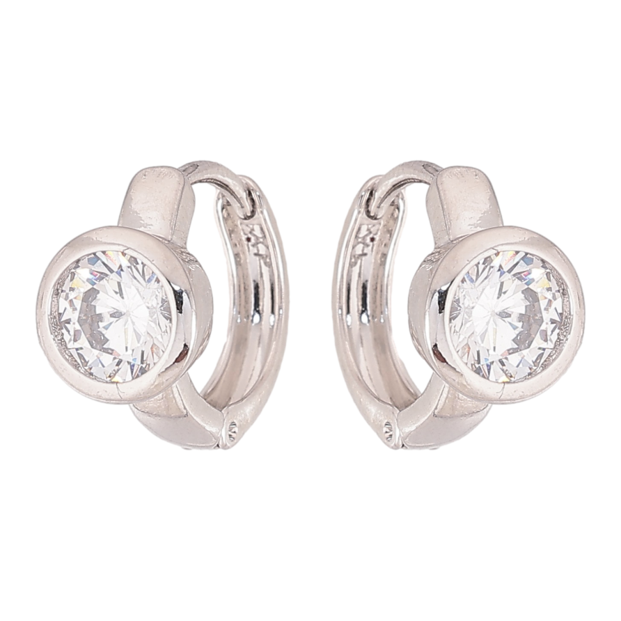 Серьги Xuping M&L цвет Родий колечки "Кристаллы" фото №1