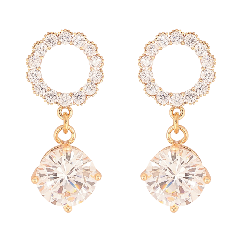 Серьги Xuping M&L цвет 18K пусеты "Кристальные подвески" фото №1