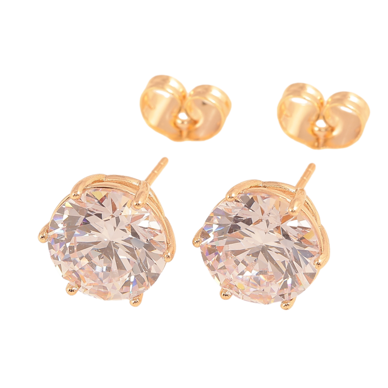 Сережки Xuping M&L колір 18К пусети "Кристали в 6-ти крапановій оправі" ø 10мм фото №1