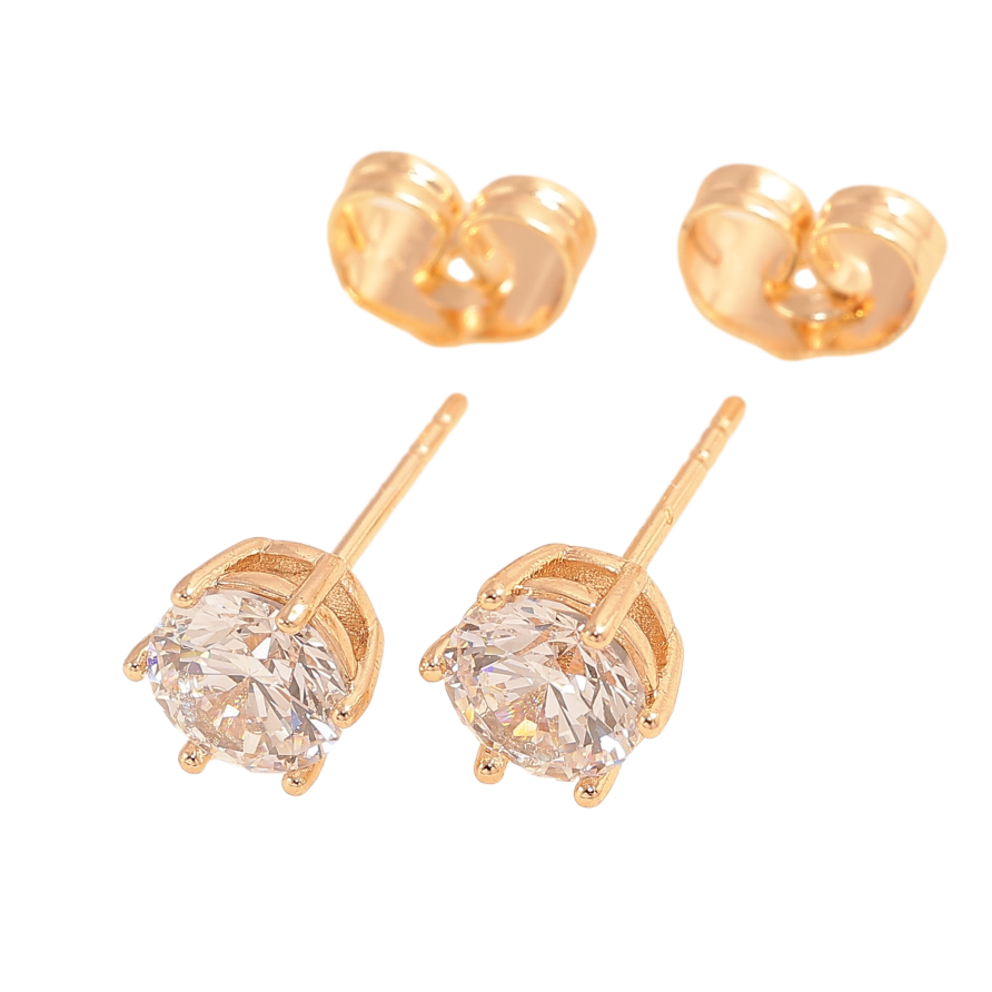 Серьги Xuping M&L цвет 18K пусеты "Кристаллы в 6-ти крапановой оправе" ø 6мм фото №1