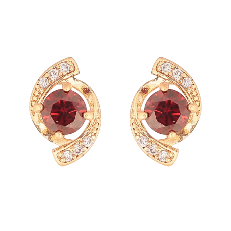 Сережки Xuping M&L колір 18K пусети "Декоративний візерунок з червоними кристалами" фото №1 Сережки Xuping M&L колір 18K пусети "Декоративний візерунок з червоними кристалами" фото №1