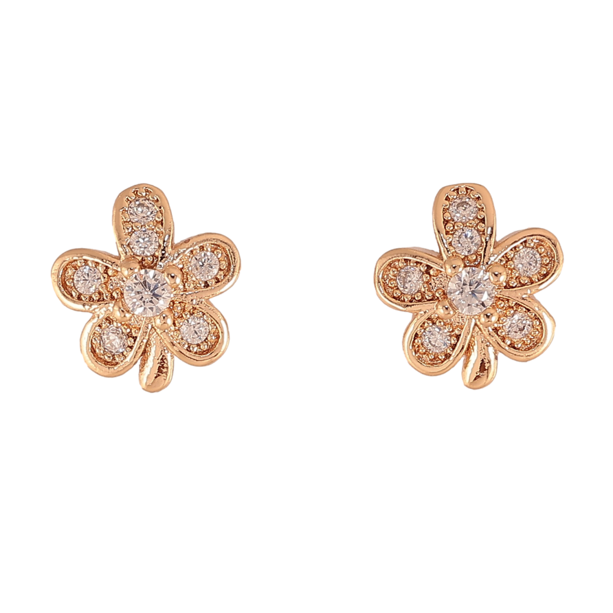 Серьги Xuping M&L цвет 18K пусеты "Цветочки с кристаллами" фото №1 Серьги Xuping M&L цвет 18K пусеты "Цветочки с кристаллами" фото №1