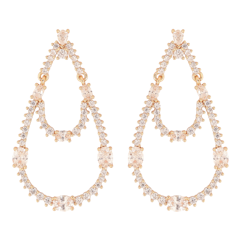 Серьги Xuping M&L цвет 18K пусеты "Кристальные подвески" фото №1