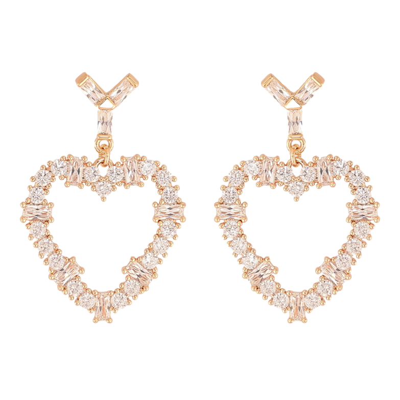 Серьги Xuping M&L цвет 18K пусеты "Кристальные сердечки" фото №1