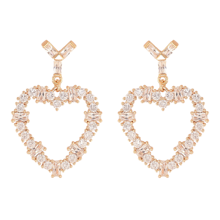 Сережки Xuping M&L колір 18K пусети "Кристальні серця" фото №1