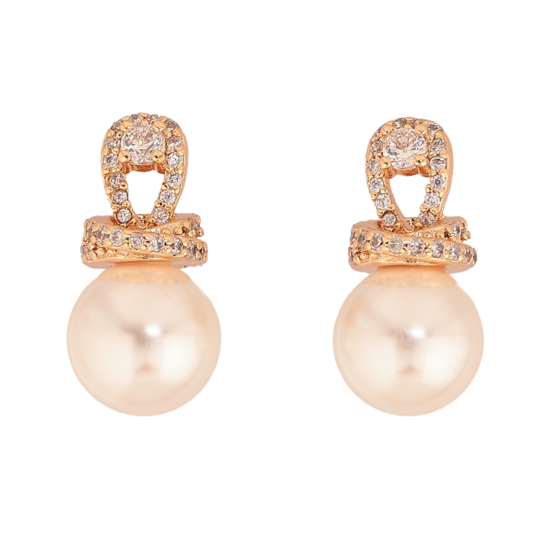 Серьги Xuping M&L цвет 18K пусеты "Жемчужины с кристальными петельками" фото №1 Серьги Xuping M&L цвет 18K пусеты "Жемчужины с кристальными петельками" фото №1