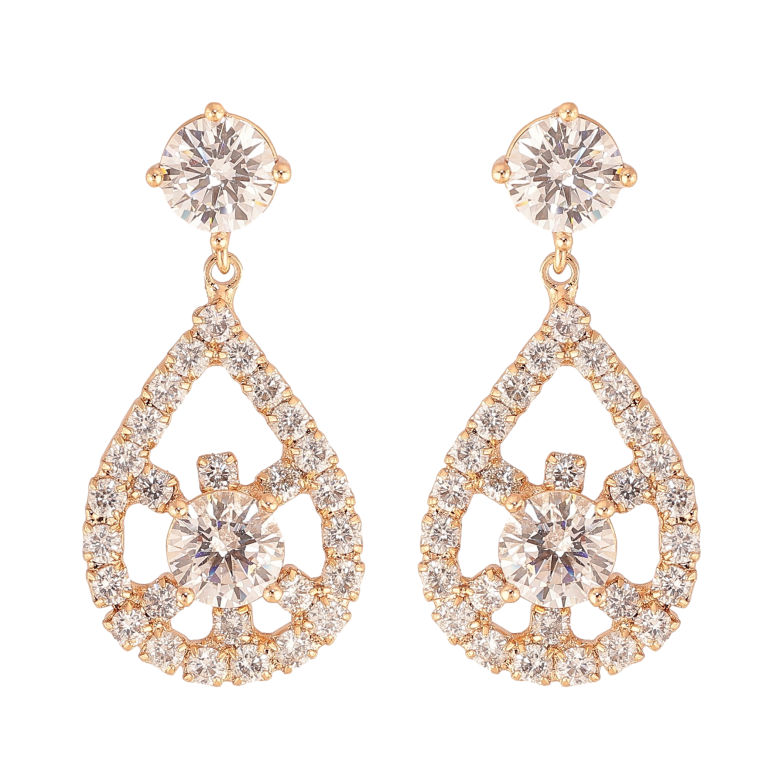 Серьги Xuping M&L цвет 18K пусеты "Кристальные подвески" фото №1