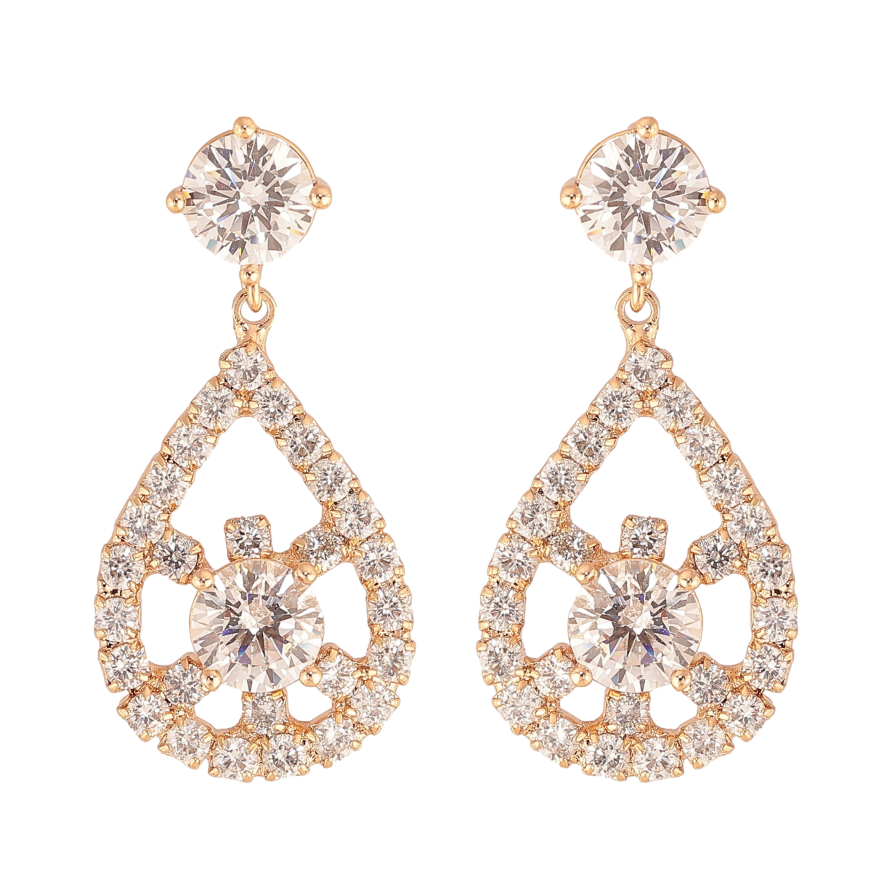 Сережки Xuping M&L колір 18K пусети "Кристальні підвіски" фото №1