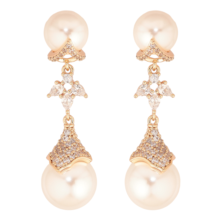 Сережки Xuping M&L колір 18К пусети "Перлинні підвіски" фото №5