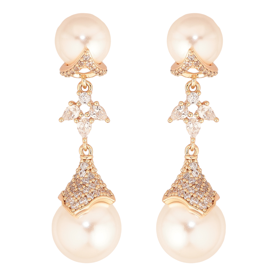 Сережки Xuping M&L колір 18К пусети "Перлинні підвіски" фото №1