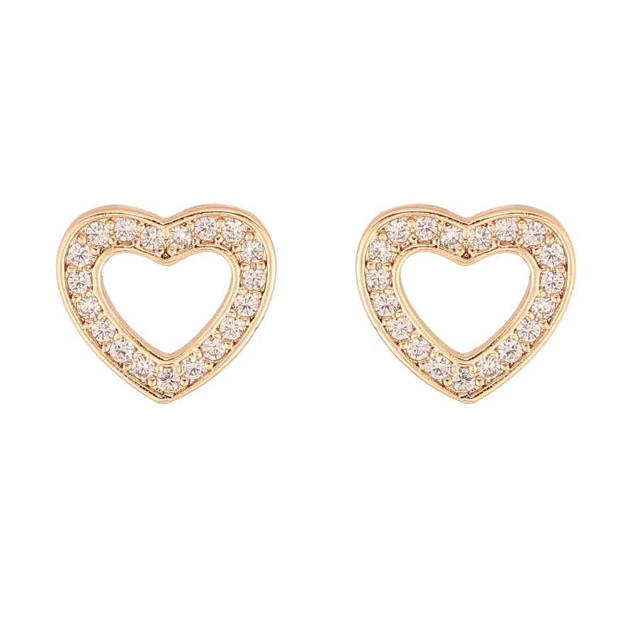 Серьги Xuping M&L цвет 18K пусеты "Сердечки с кристаллами" фото №1 Серьги Xuping M&L цвет 18K пусеты "Сердечки с кристаллами" фото №1