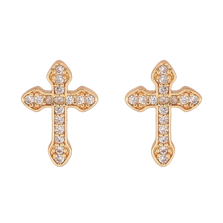 Серьги Xuping M&L цвет 18K пусеты "Крестики с кристаллами" фото №1 Серьги Xuping M&L цвет 18K пусеты "Крестики с кристаллами" фото №1