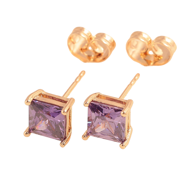 Серьги Xuping M&L цвет 18K пусеты "Сиреневые кристаллы" 6х6мм фото №2 Серьги Xuping M&L цвет 18K пусеты "Сиреневые кристаллы" 6х6мм фото №2