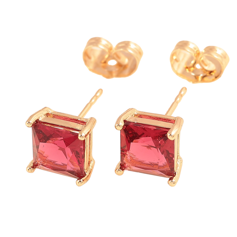 Сережки Xuping M&L колір 18K пусети "Малинові кристали" 7х7мм фото №1 Сережки Xuping M&L колір 18K пусети "Малинові кристали" 7х7мм фото №1