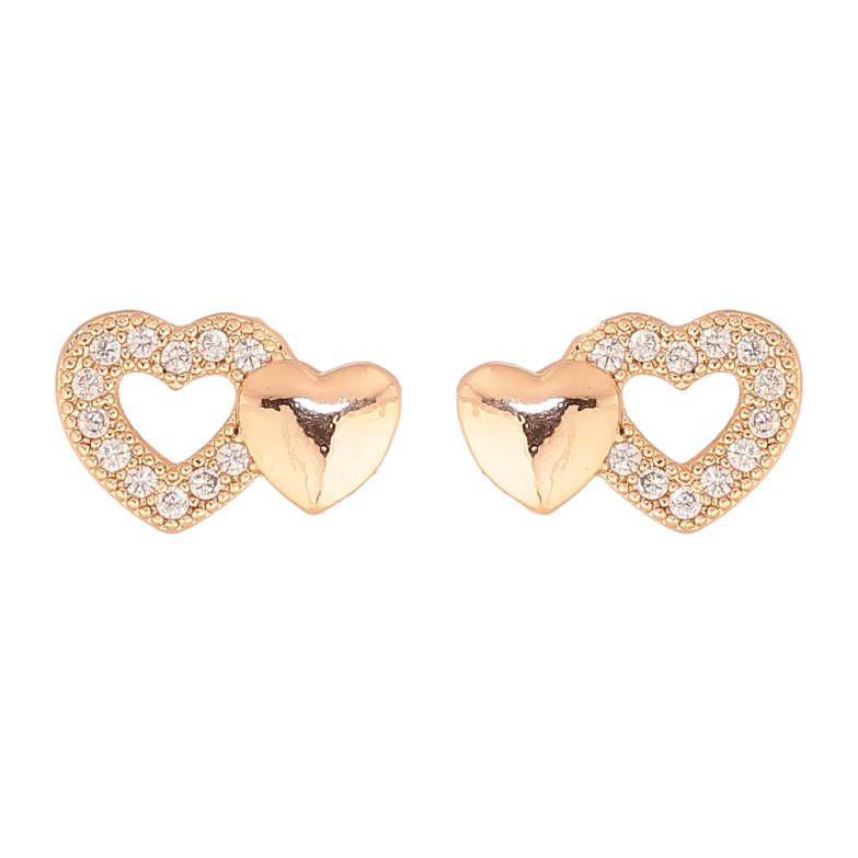 Серьги Xuping M&L цвет 18K пусеты "Сердечки с кристаллами" фото №1 Серьги Xuping M&L цвет 18K пусеты "Сердечки с кристаллами" фото №1