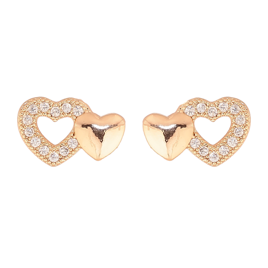 Серьги Xuping M&L цвет 18K пусеты "Сердечки с кристаллами" фото №1 Серьги Xuping M&L цвет 18K пусеты "Сердечки с кристаллами" фото №1