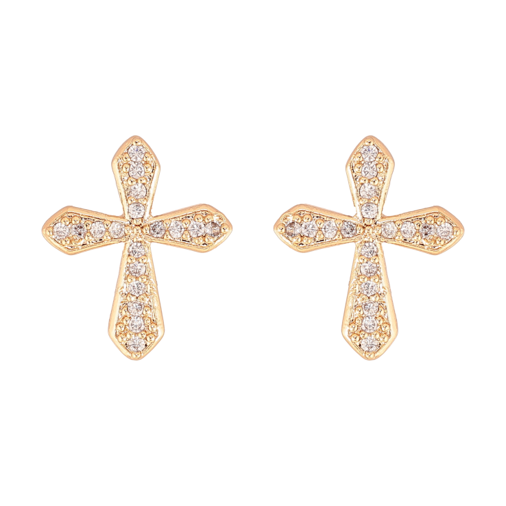 Серьги Xuping M&L цвет 18K пусеты "Крестики с кристаллами" фото №24