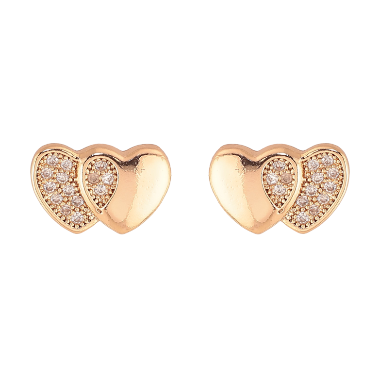 Сережки Xuping M&L колір 18K пусети "Сердечки з кристалами" фото №1 Сережки Xuping M&L колір 18K пусети "Сердечки з кристалами" фото №1