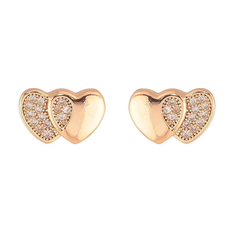 Серьги Xuping M&L цвет 18K пусеты "Сердечки с кристаллами" фото №1 Серьги Xuping M&L цвет 18K пусеты "Сердечки с кристаллами" фото №1