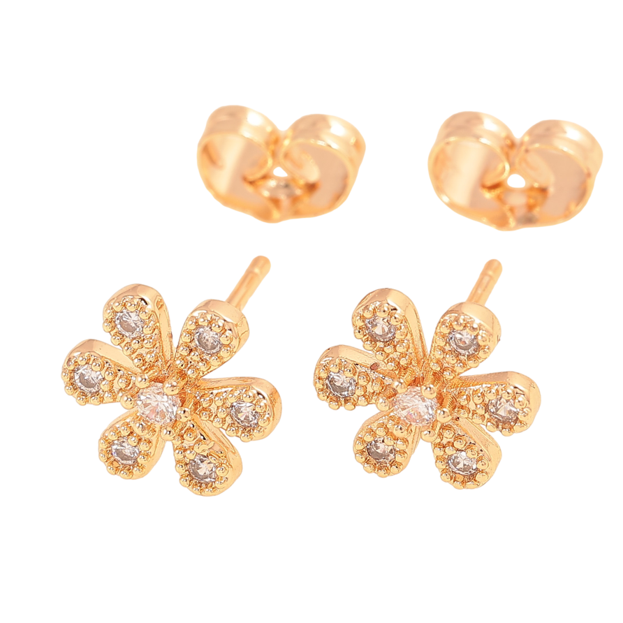 Серьги Xuping M&L цвет 18K пусеты "Цветочки с кристаллами" фото №1 Серьги Xuping M&L цвет 18K пусеты "Цветочки с кристаллами" фото №1