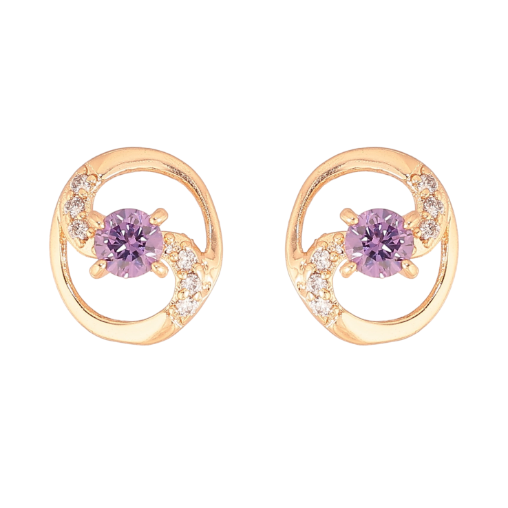 Серьги Xuping M&L цвет 18K пусеты "Овалы с сиреневыми кристаллами" фото №2 Серьги Xuping M&L цвет 18K пусеты "Овалы с сиреневыми кристаллами" фото №2