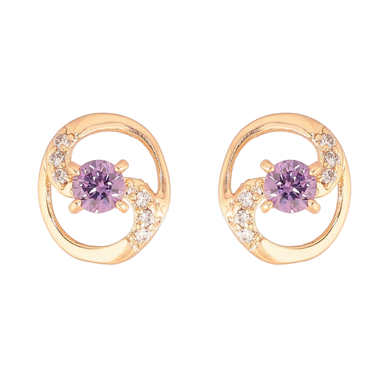 Серьги Xuping M&L цвет 18K пусеты "Овалы с сиреневыми кристаллами" фото №2 Серьги Xuping M&L цвет 18K пусеты "Овалы с сиреневыми кристаллами" фото №2