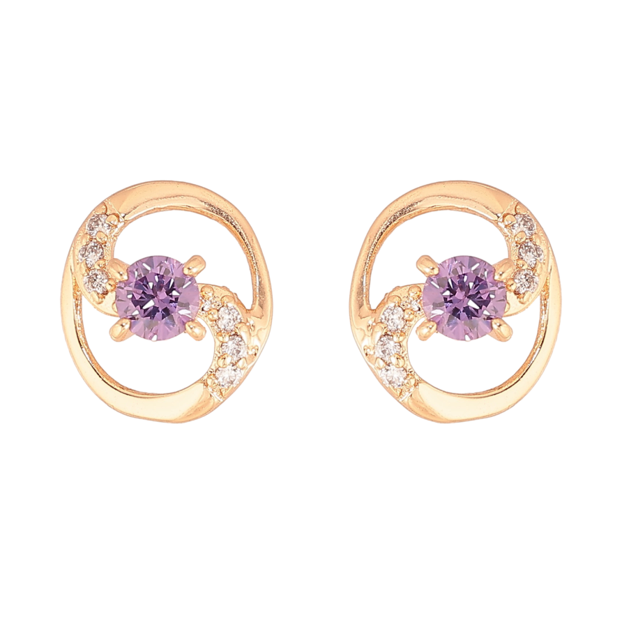 Серьги Xuping M&L цвет 18K пусеты "Овалы с сиреневыми кристаллами" фото №1 Серьги Xuping M&L цвет 18K пусеты "Овалы с сиреневыми кристаллами" фото №1