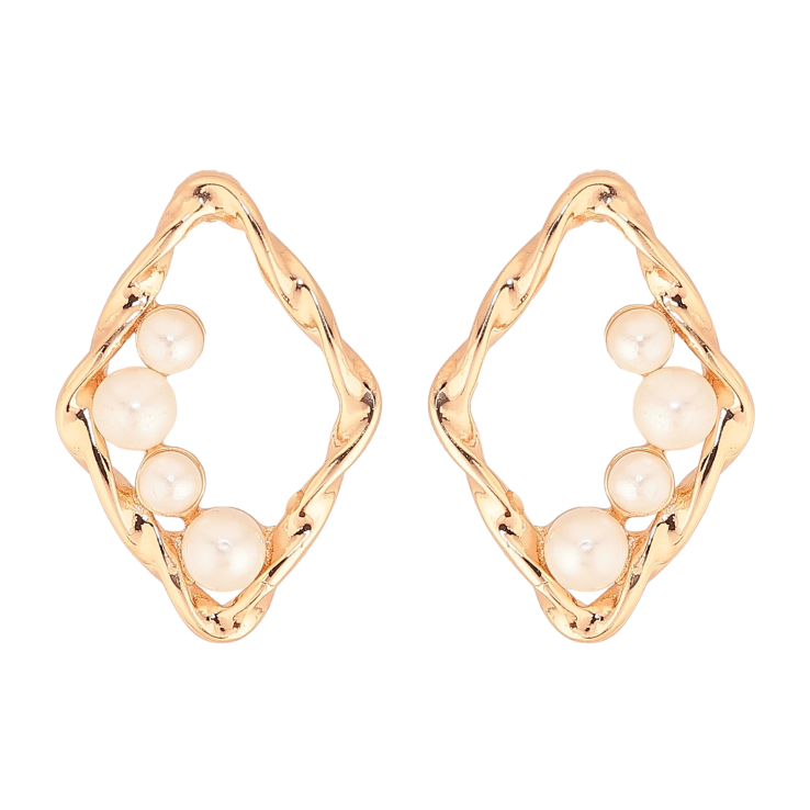 Сережки Xuping M&L колір 18K пусети "Ромби з перлинним візерунком" фото №5 Сережки Xuping M&L колір 18K пусети "Ромби з перлинним візерунком" фото №5