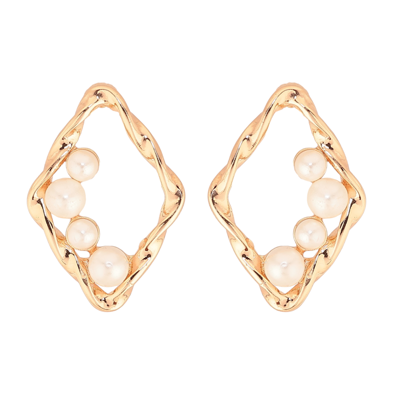 Сережки Xuping M&L колір 18K пусети "Ромби з перлинним візерунком" фото №1 Сережки Xuping M&L колір 18K пусети "Ромби з перлинним візерунком" фото №1