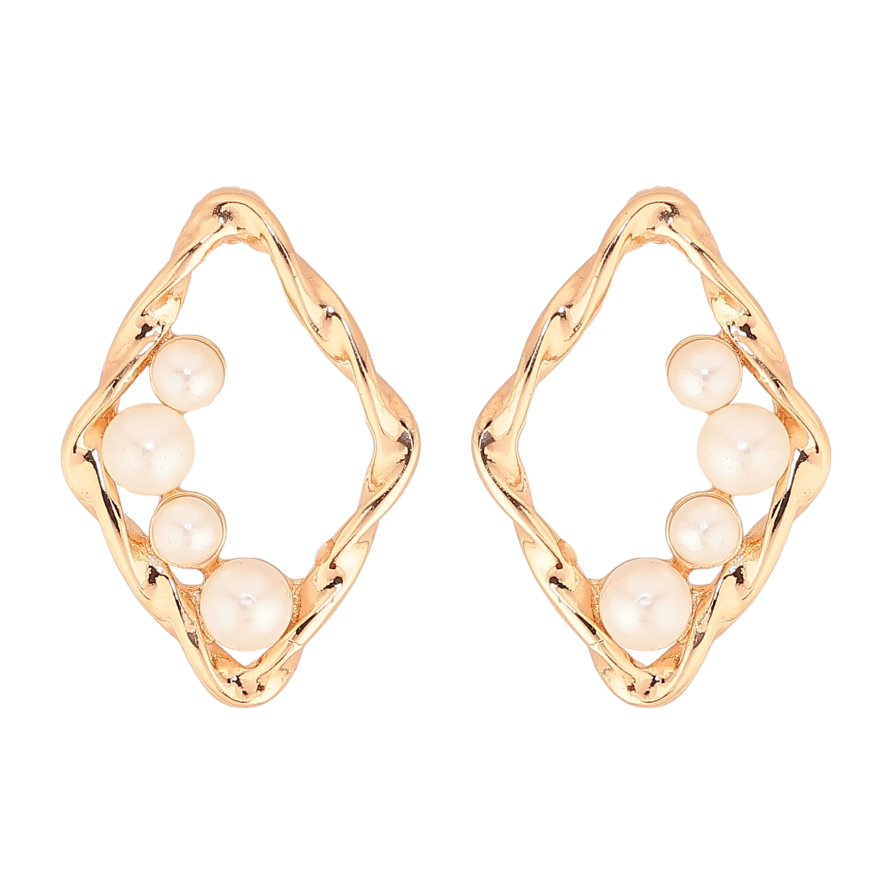 Сережки Xuping M&L колір 18K пусети "Ромби з перлинним візерунком" фото №1 Сережки Xuping M&L колір 18K пусети "Ромби з перлинним візерунком" фото №1