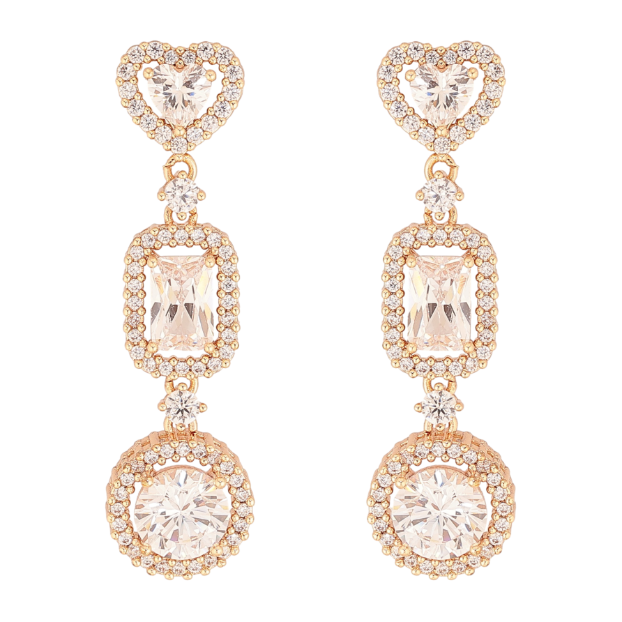 Серьги Xuping M&L цвет 18K пусеты "Кристальные подвески" фото №1