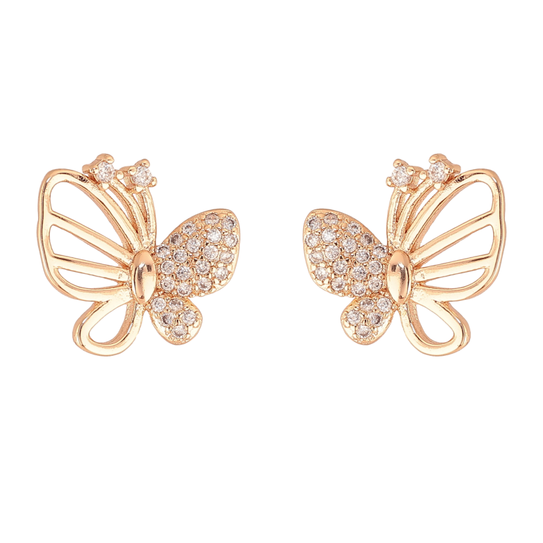 Сережки Xuping M&L колір 18K пусети "Метелики з кристалами" фото №1 Сережки Xuping M&L колір 18K пусети "Метелики з кристалами" фото №1