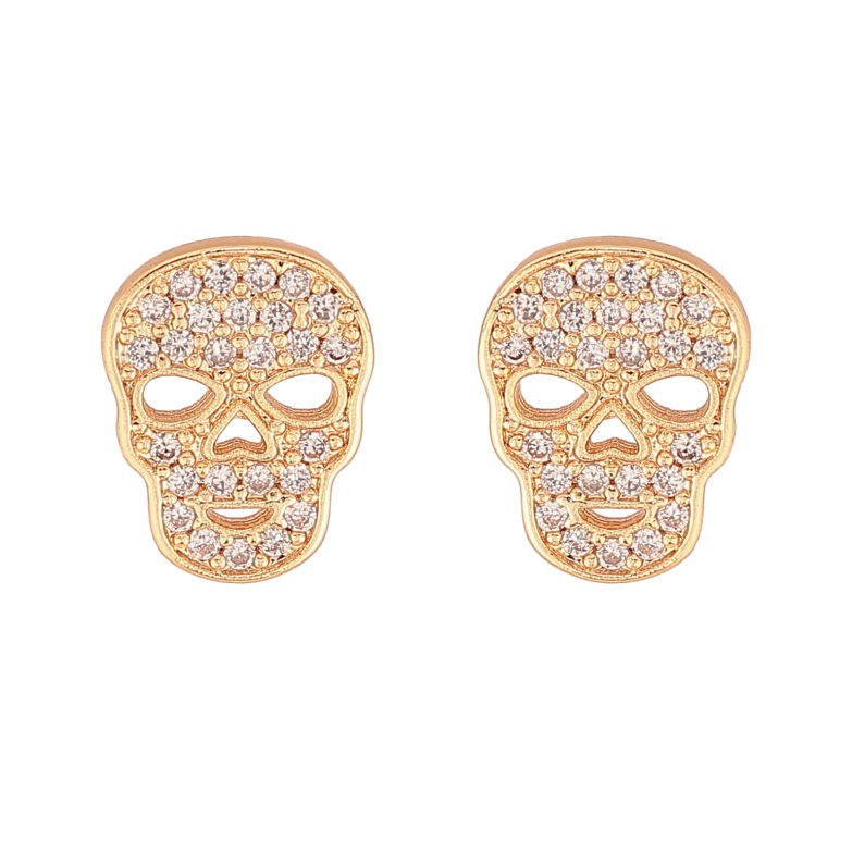 Серьги Xuping M&L цвет 18К пусеты "Черепа с кристаллами" фото №1 Серьги Xuping M&L цвет 18К пусеты "Черепа с кристаллами" фото №1