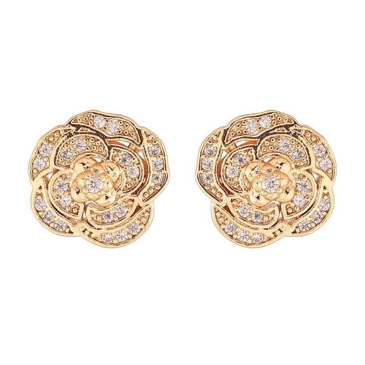 Серьги Xuping M&L цвет 18K пусеты "Цветочки с кристаллами" фото №17