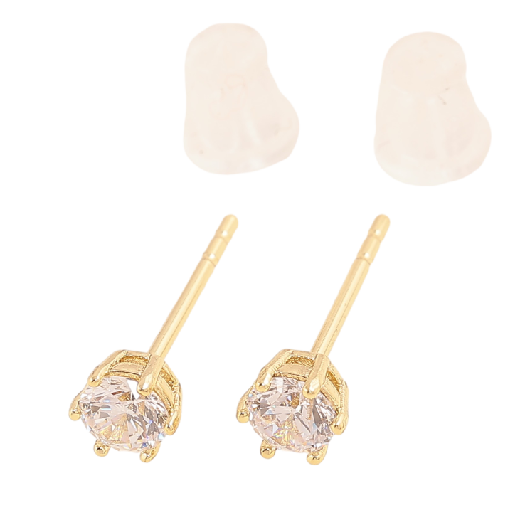 Серьги Xuping цвет Позолота 14K пусеты "Кристаллы в 6-ти крапановой оправе" ø 4мм фото №6