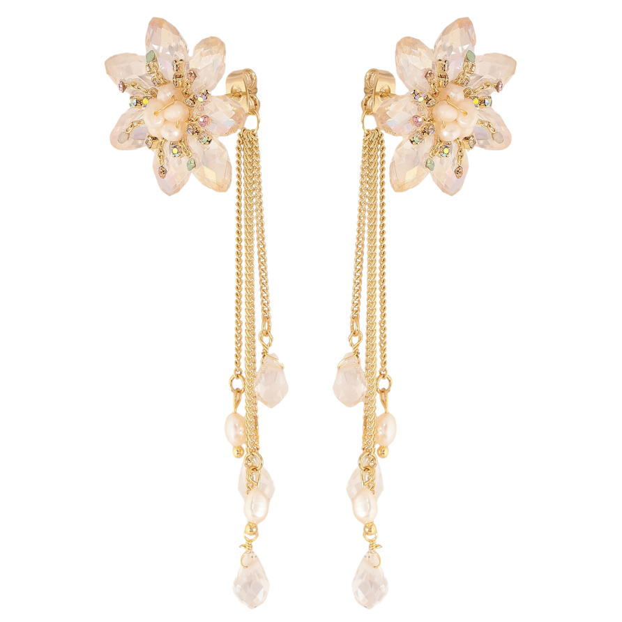 Сережки Xuping QQMM колір Позолота 14K пусети "Квіткові підвіски" фото №1