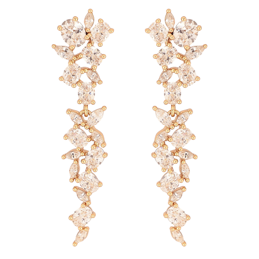 Серьги Xuping QQMM цвет Позолота 18K пусеты "Кристальные подвески" фото №1