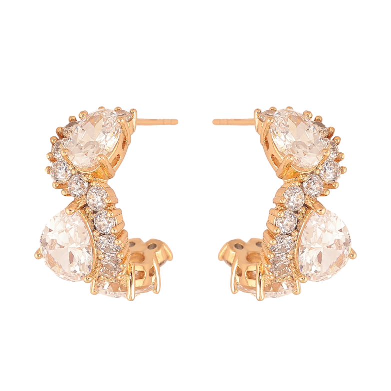 Серьги Xuping QQMM цвет Позолота 18K пусеты "Узор с кристаллами" фото №1