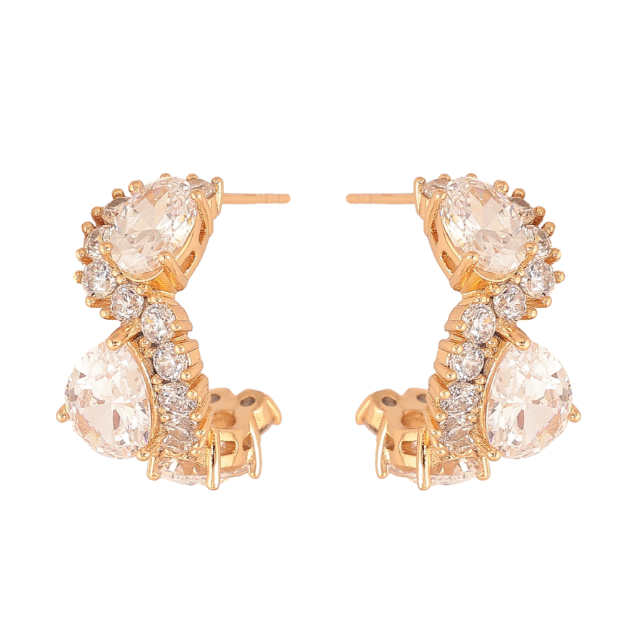 Серьги Xuping QQMM цвет Позолота 18K пусеты "Узор с кристаллами" фото №1