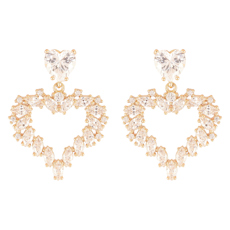 Сережки Xuping QQMM колір Позолота 18K пусети "Кристальні серця" фото №20