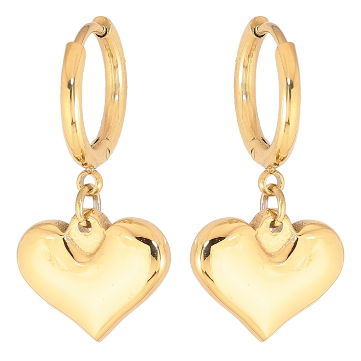 Сережки Xuping TTM Stainless Steel колір 14К підвіски на колечках сердечка фото №20