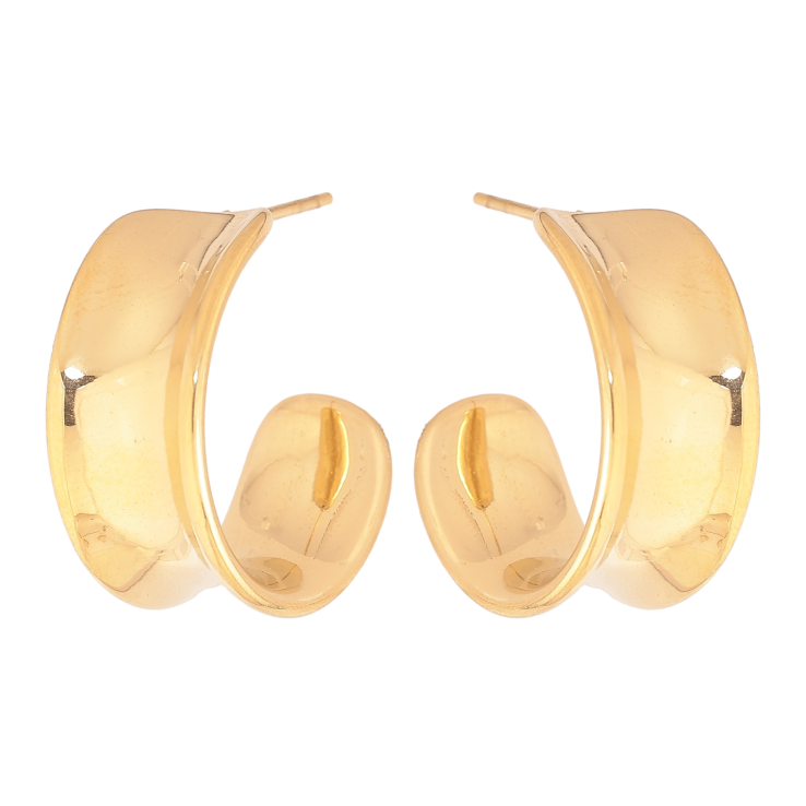 Сережки Xuping TTM Stainless Steel колір 14K пусети "Широкі дуги" - text_photo_image 21