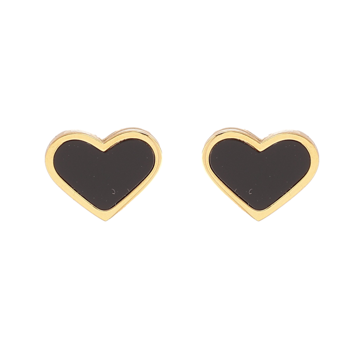 Серьги Xuping TTM Stainless Steel цвет 14К пусеты "Сердечки с черными вставками" фото №19