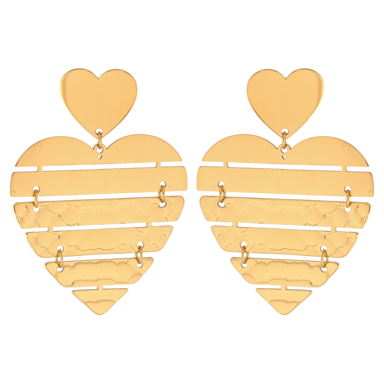 Серьги Xuping TTM Stainless Steel цвет 14К пусеты "Сердечки" фото №8