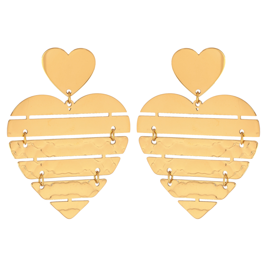 Сережки Xuping TTM Stainless Steel колір 14К пусети "Сердечка" фото №1