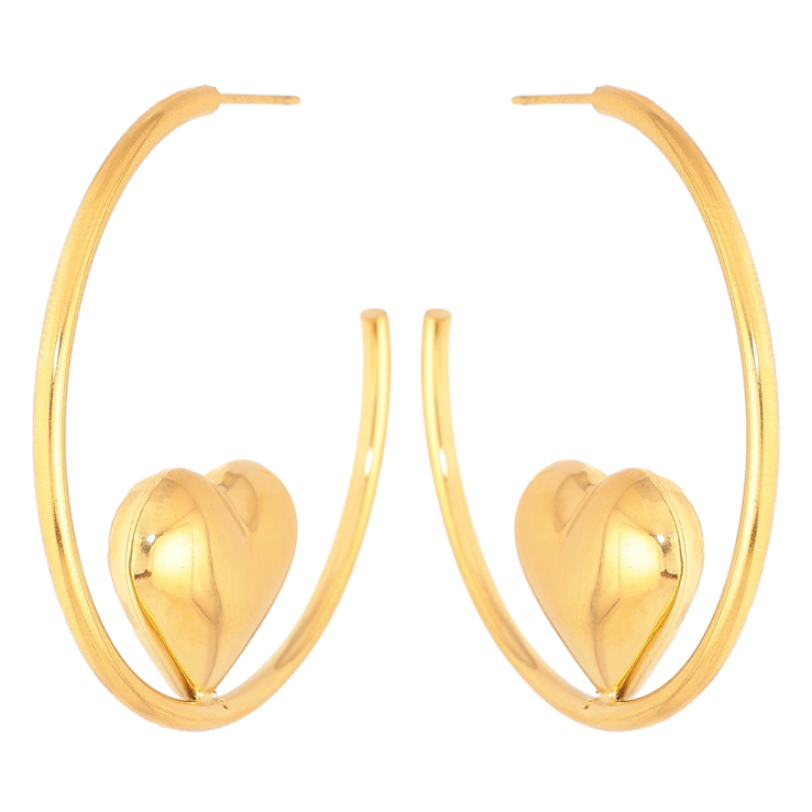 Серьги Xuping TTM Stainless Steel цвет 14К пусеты "Дуги с сердечками" фото №11 Серьги Xuping TTM Stainless Steel цвет 14К пусеты "Дуги с сердечками" фото №11