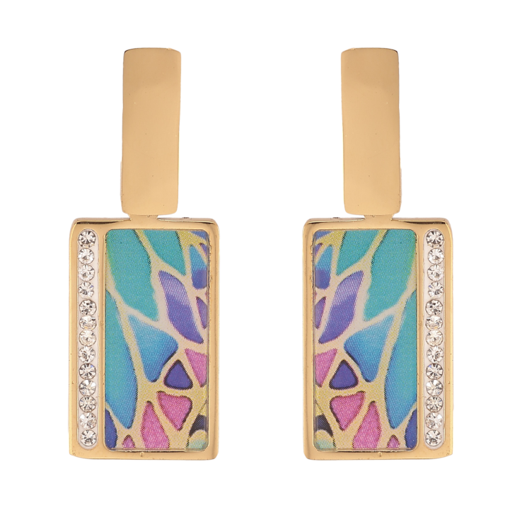 Серьги Xuping TTM Stainless Steel цвет 14К пусеты "Подвески с цветным узором" фото №16 Серьги Xuping TTM Stainless Steel цвет 14К пусеты "Подвески с цветным узором" фото №16