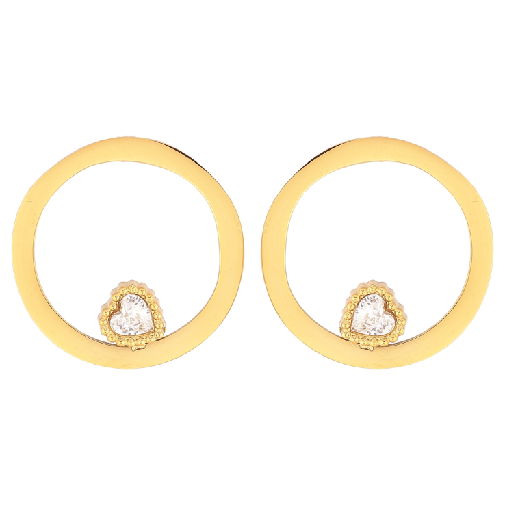 Серьги Xuping TTM Stainless Steel цвет 14К пусеты "Колечки с кристальными сердечками" фото №18