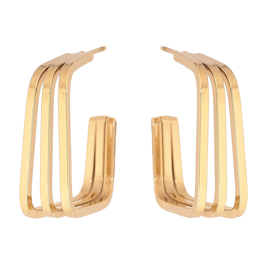 Серьги Xuping TTM Stainless Steel цвет 14К пусеты "Декоративные дуги" фото №1