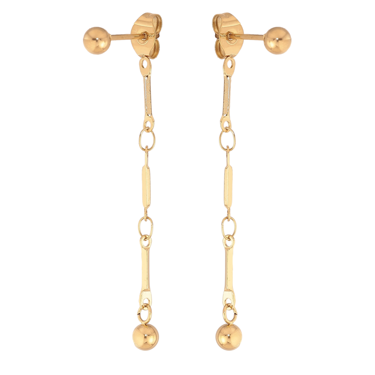 Сережки Xuping TTM Stainless Steel колір 14К пусети-джекети "Підвіски з кульками" фото №11 Сережки Xuping TTM Stainless Steel колір 14К пусети-джекети "Підвіски з кульками" фото №11